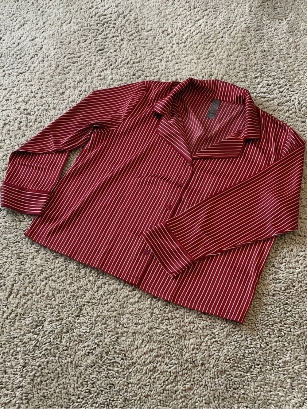Auden Red & White Striped Satin Pajama Set XL - Picture 3 of 7